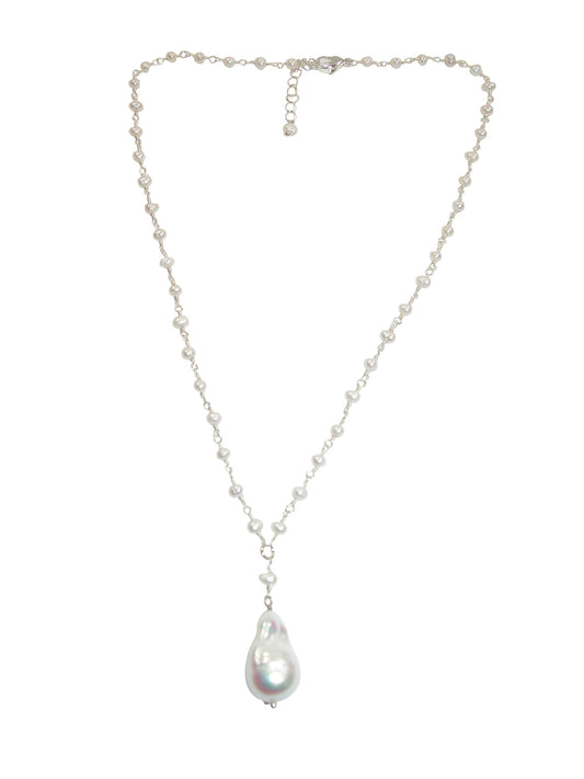 N5562 White Baroque Pearl Drop Necklace