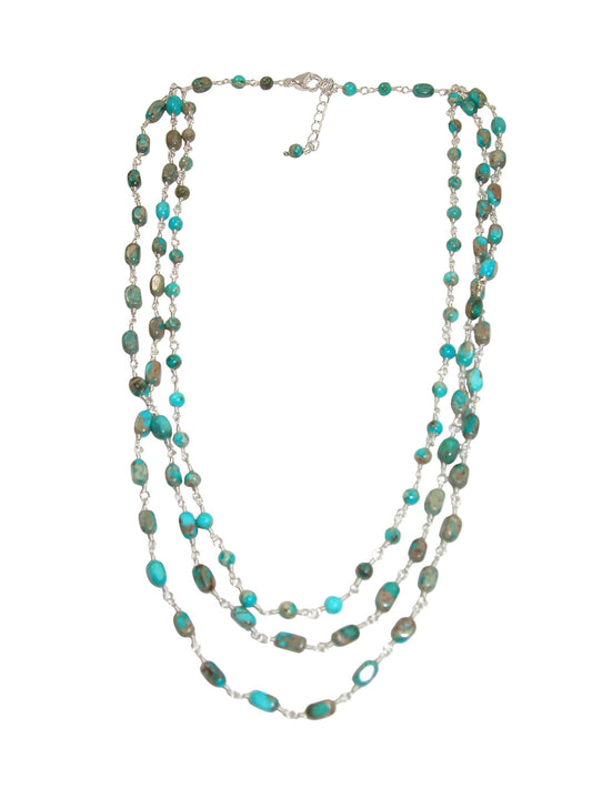 N5495 Turquoise Jointed 3 Strand Necklace