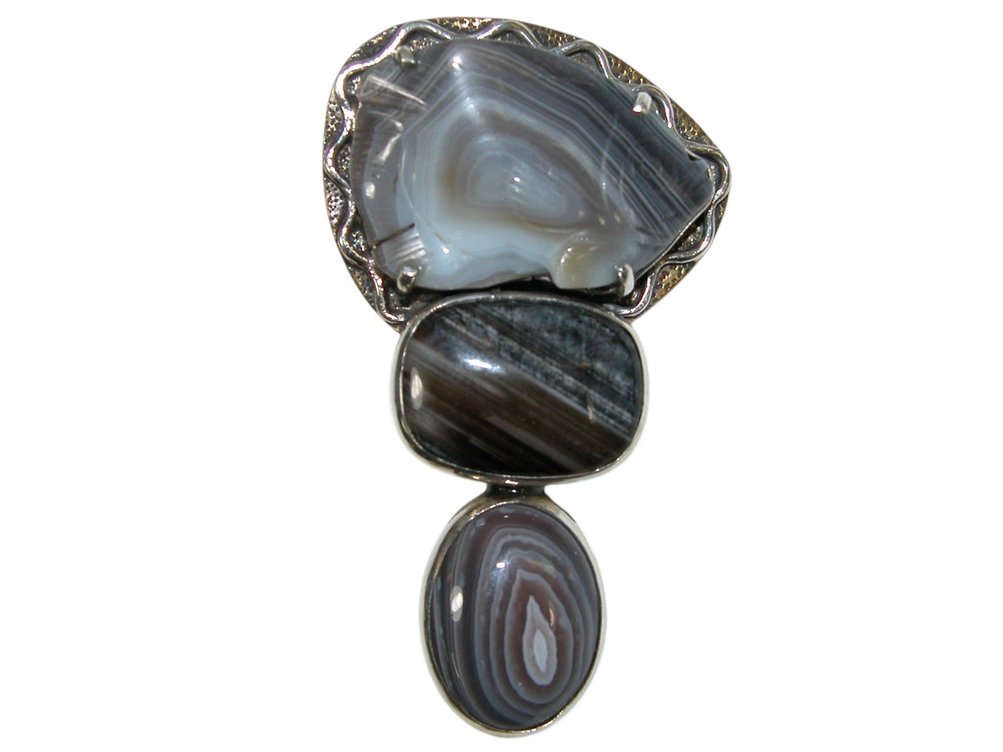 39653 Hand-Carved Botswana Agate Fish Pin / Pendant