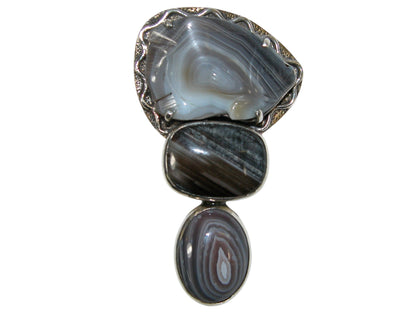 39653 Hand-Carved Botswana Agate Fish Pin / Pendant