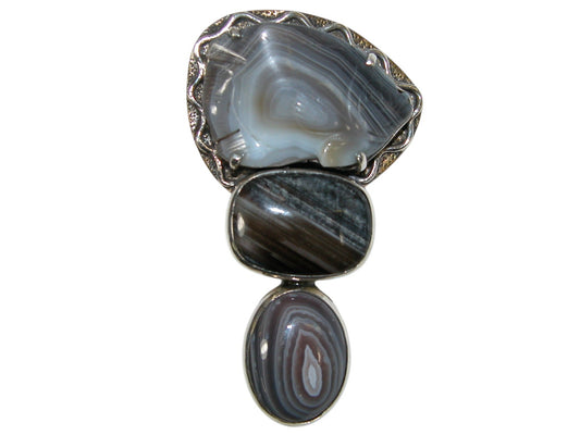 39653 Hand-Carved Botswana Agate Fish Pin / Pendant
