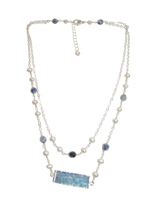 N5558 Kyanite Bar 2 Strand Layered Necklace