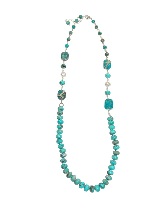 N5490 Turquoise Jointed Medium Length Necklace