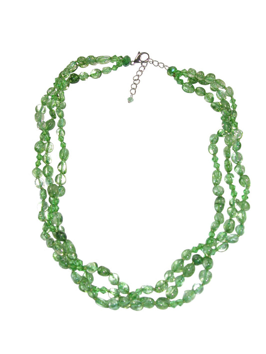 N5487 Green Quartz 3 Strand Short Necklace