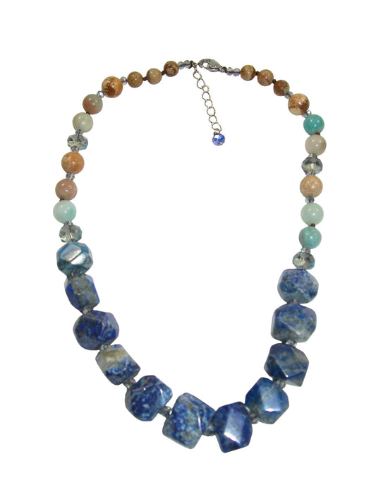 N5480 Lapis Amazonite Short Knotted Necklace