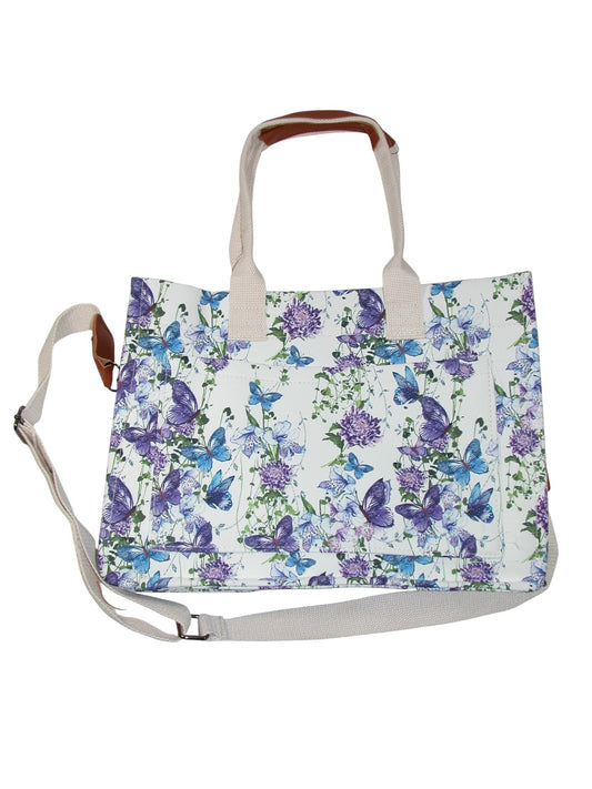 Purple Floral Butterfly Shopping Tote Bag (GF4200)