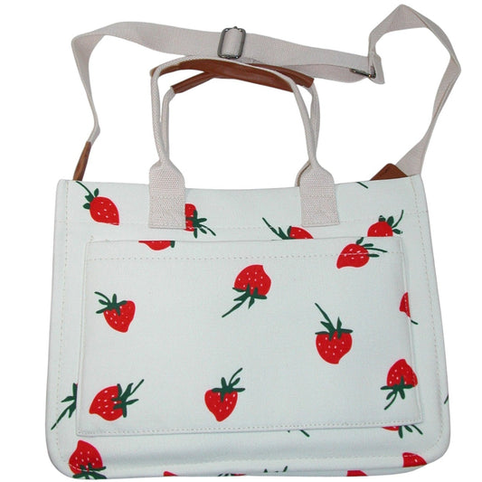 Strawberry Canvas Shopping Tote Bag (GF4201)