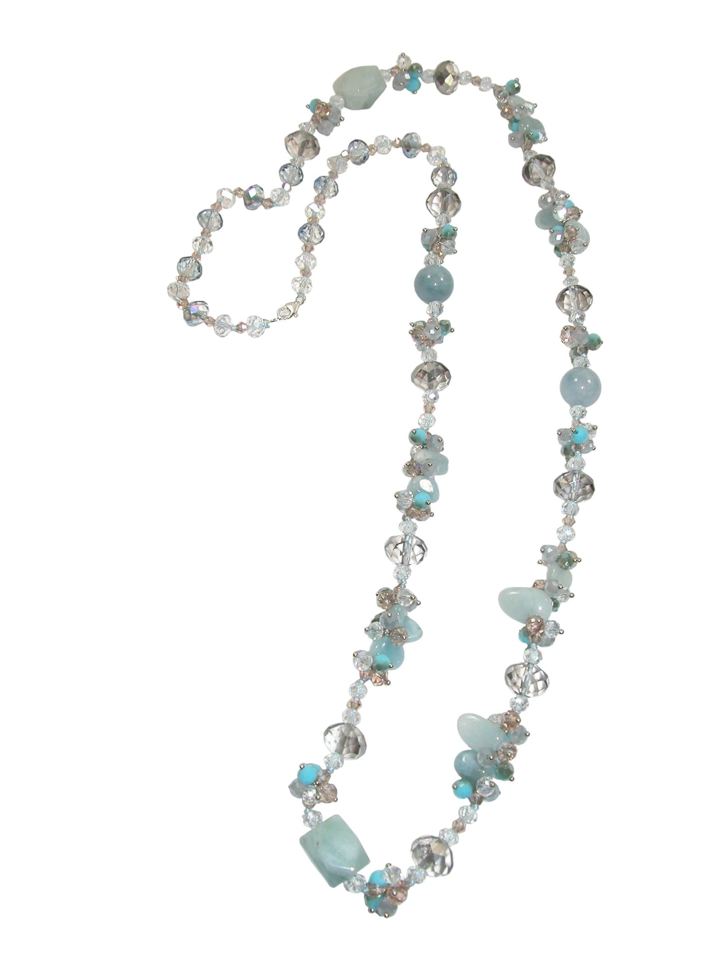 N5484 Aquamarine Crystal Long Necklace