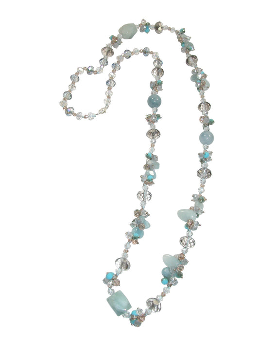 N5484 Aquamarine Crystal Long Necklace