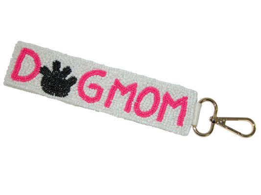 Dog Mom Beaded Wristlet Purse Charm Keychain (GF4210)
