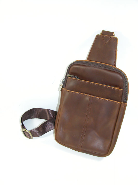 Brown Leather Sling Crossbody GF3288