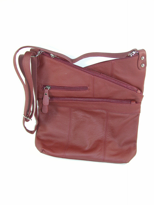 Wine Leather Criss Cross Purse Handbag GF3284