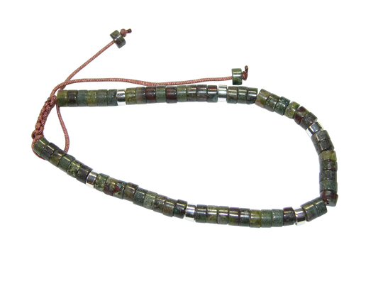 Rondell Adjustable Gemstone Bracelet BR38 Dragon Bloodstone