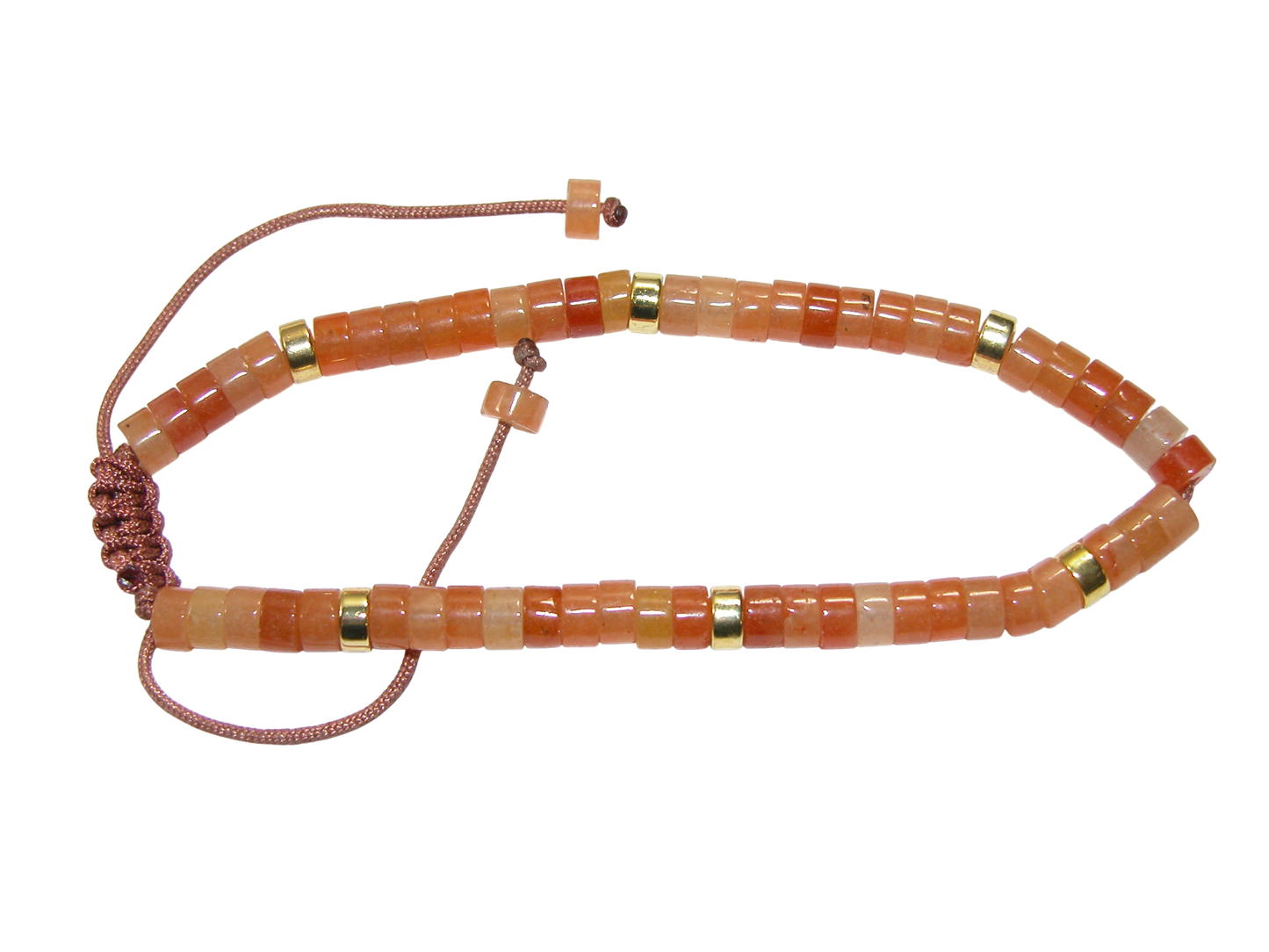 Rondell Adjustable Gemstone Bracelet BR27 Orange Aventurine