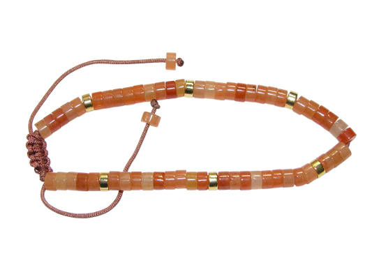 Rondell Adjustable Gemstone Bracelet BR27 Orange Aventurine
