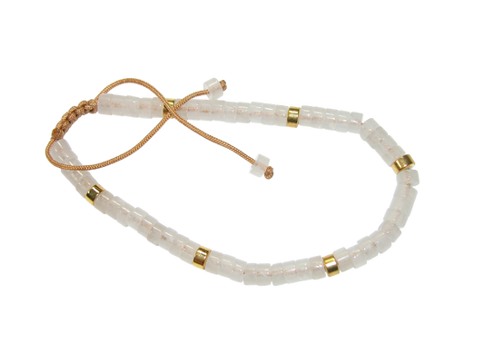 Rondell Adjustable Gemstone Bracelet BR35 White Agate