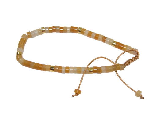 Rondell Adjustable Gemstone Bracelet BR38 Yellow Agate