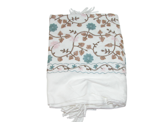 Embroidered Shawl Scarf GF3291 White