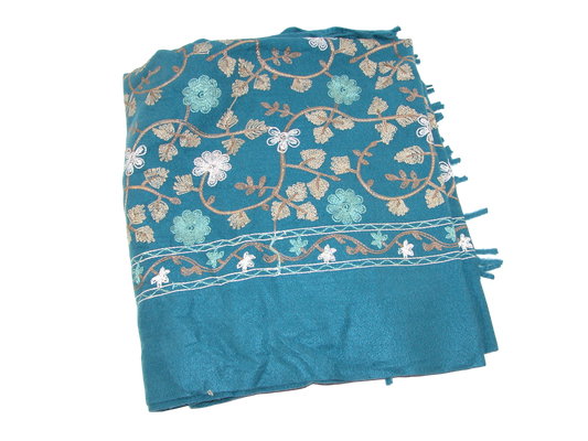 Embroidered Shawl Scarf GF3292 Teal