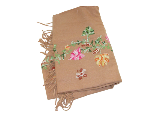 Embroidered Shawl Scarf GF3297 Tan