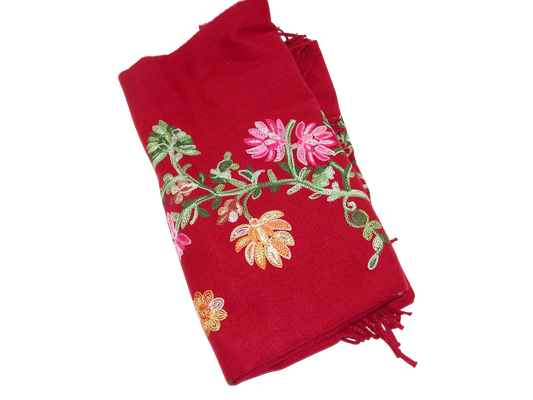 Embroidered Shawl Scarf GF3296 Red