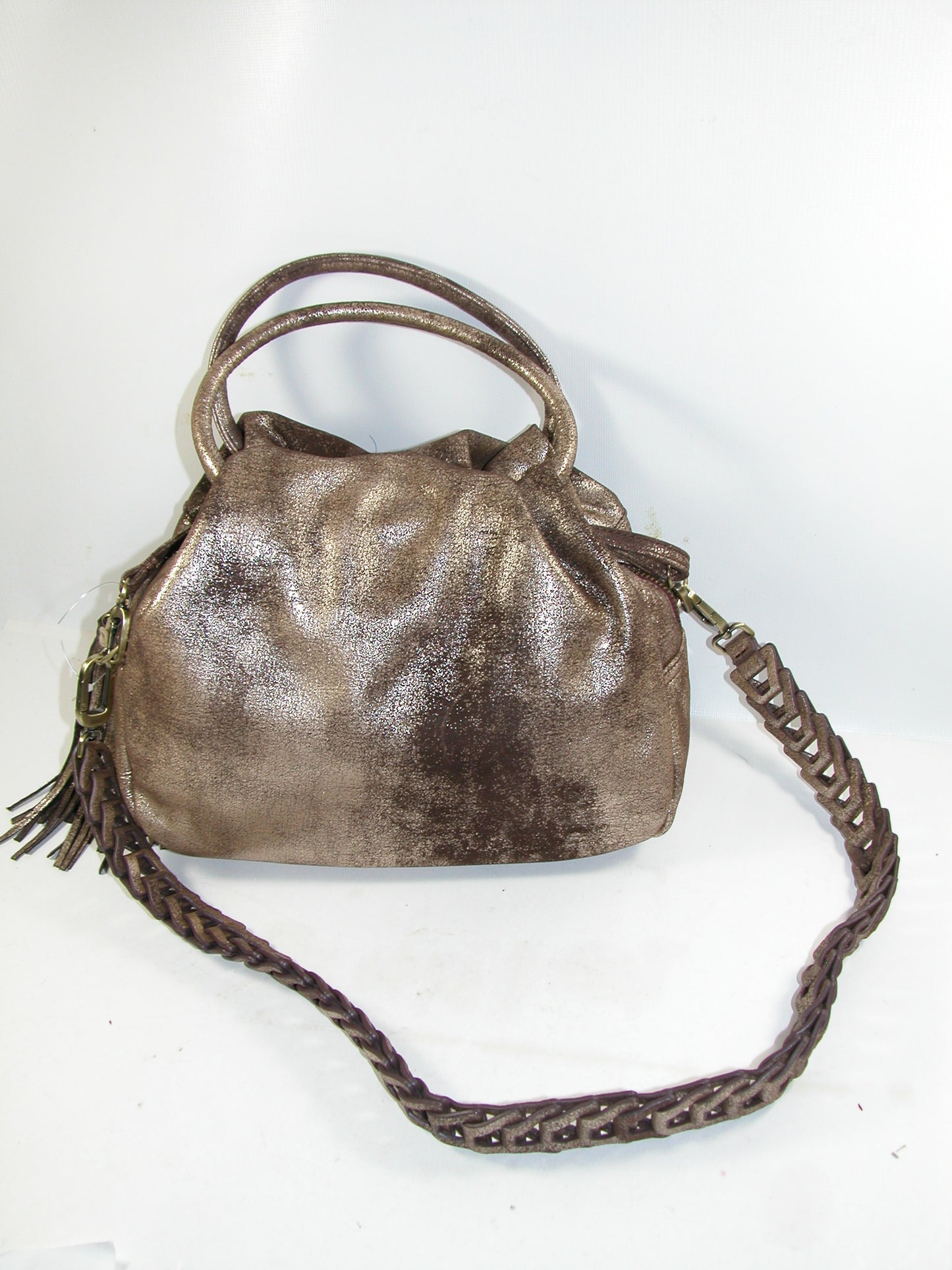 Gold Pewter Soft Leather Handbag GF3307