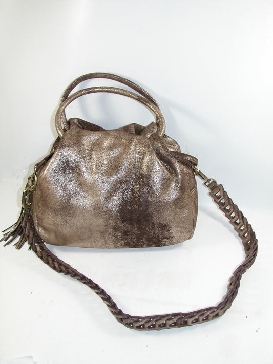 Gold Pewter Soft Leather Handbag GF3307