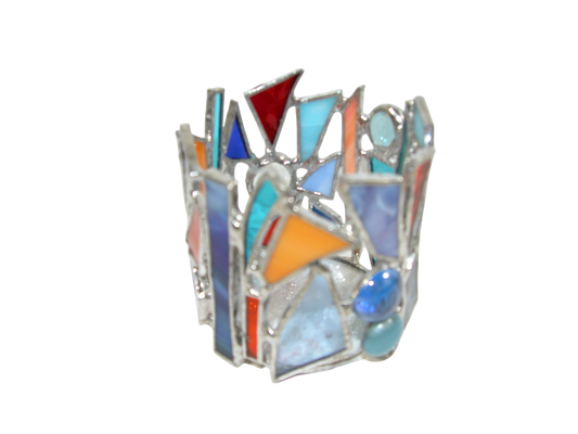 Blue Red Glass Votive Candle Holder GF3343 by LORI