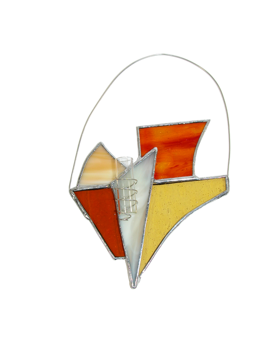Rust Plant Hanger Stained Glass Bud Vase GF3352 by Lori