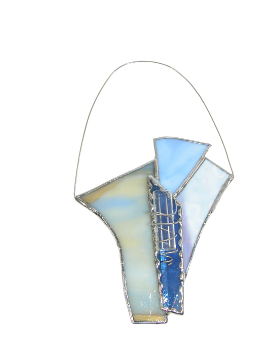 Blue Plant Hanger Stained Glass Bud Vase GF3351 by Lori