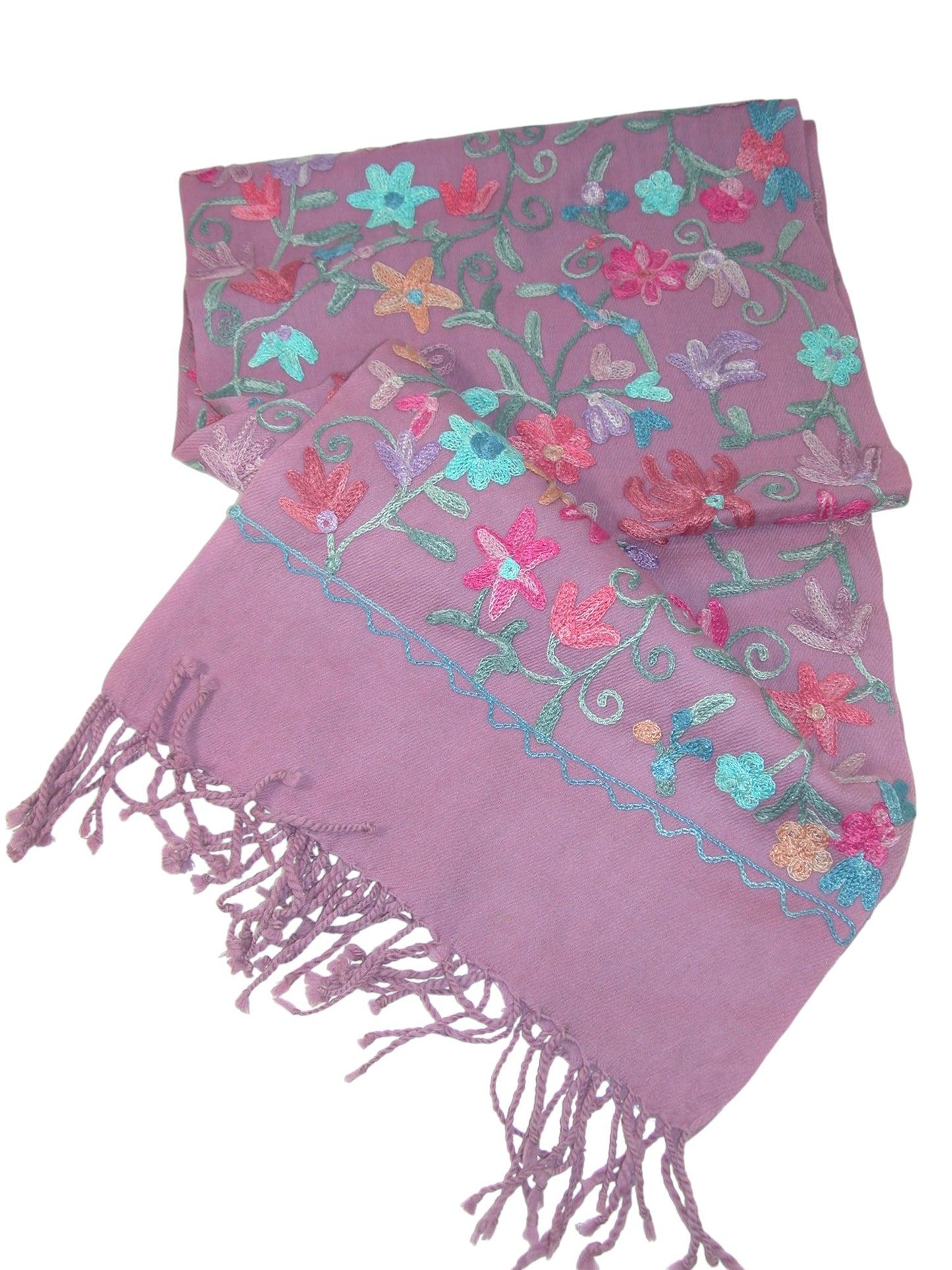 Embroidered Full Pink Florals Shawl Pashmina (GF4307)