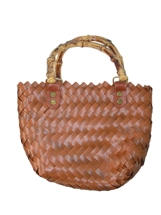 Brown Woven Bamboo Handle Handbag (GF4354)