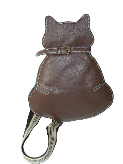 Faux Leather Cat Backpack Brown (GF4338)