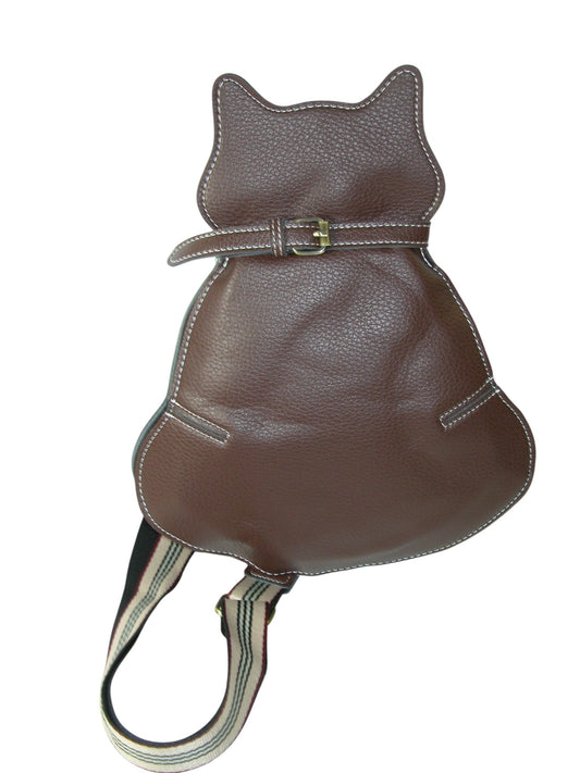Faux Leather Cat Backpack Brown (GF4338)