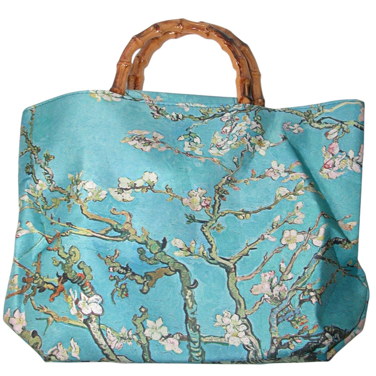 Monet Cherry Blossom Bamboo Handle Tote Handbag (GF4318)