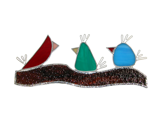 Stained Glass Three Birds on Branch GF3357 by LORI