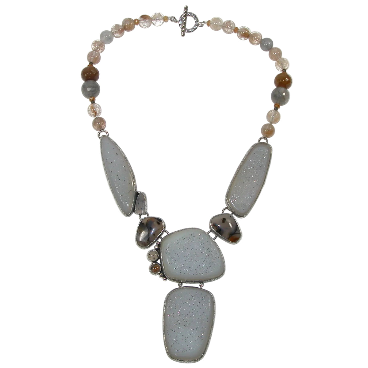 40177 Brazilian Drusy Agate Sterling Silver One of A Kind Necklace