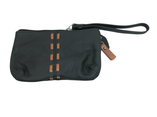 Leather Wristlet Makeup Pouch Black GF3391