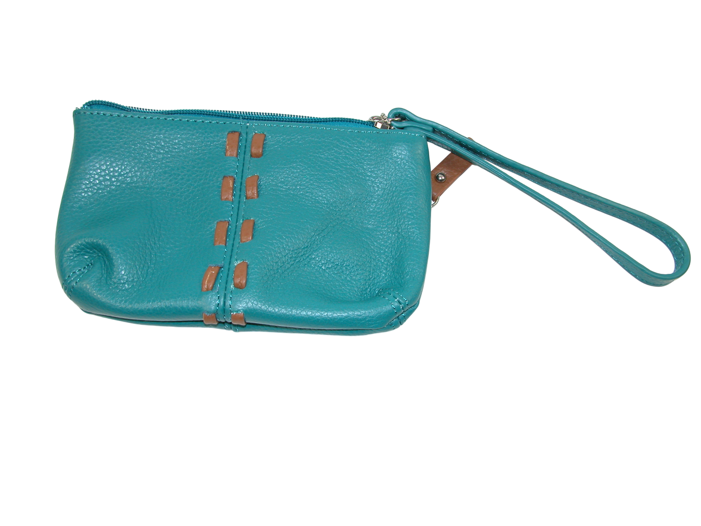 Leather Wristlet Makeup Pouch Teal GF3392