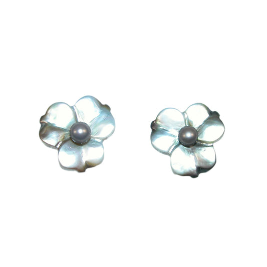 Mother of Pearl Flower Sterling Silver Earrings
