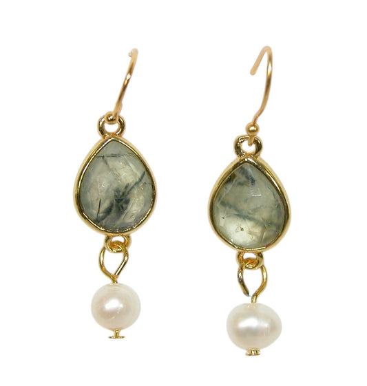 E3178 Prehnite Gold Vermeil Earrings