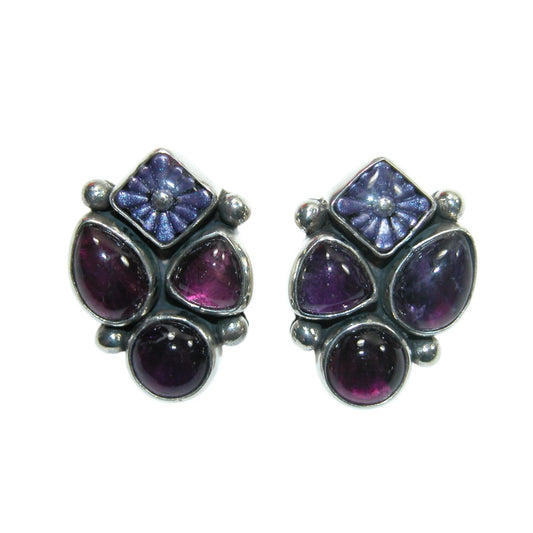 34020 Amethyst Cluster Sterling Silver Earrings