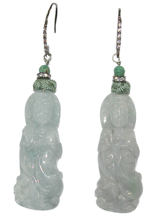 20085L Jade Buddha Dangle Earrings