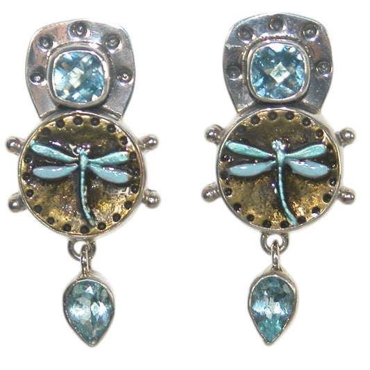 32871A Dragonfly Blue Topaz Sterling Silver Earrings