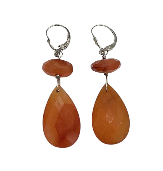 30702B Carnelian Drop Sterling Silver Earrings