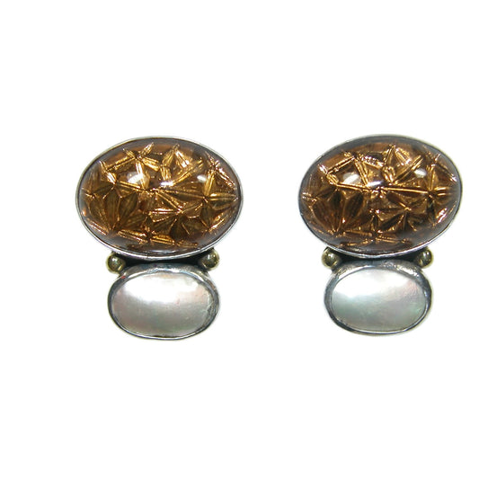 33941 Pearl Two Stone Sterling Silver Earrings