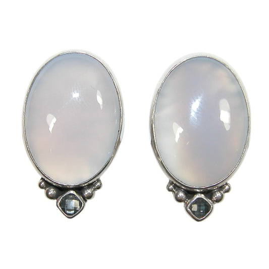 33940 Calcite Cabochon Sterling Silver Earrings