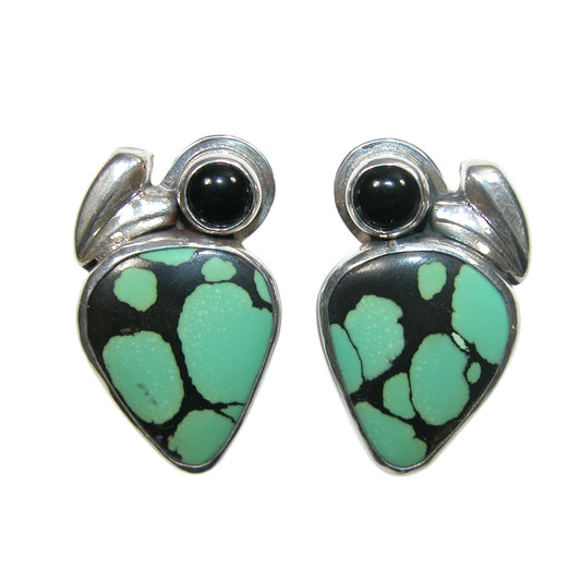 33939 Turquoise Black Onyx Sterling Silver Earrings