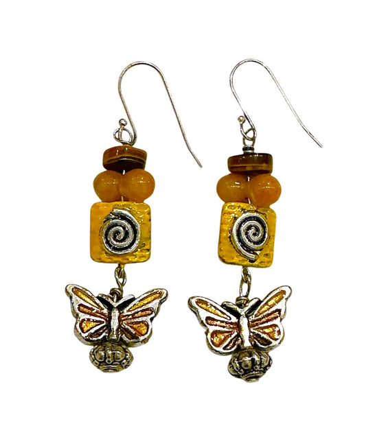 30321 Butterfly Tiger’s Eye Sterling Silver Earrings
