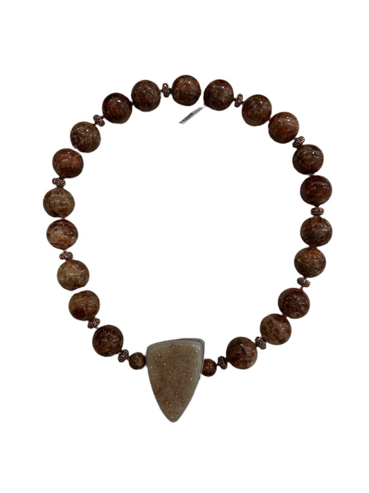 7895 Brazilian Agate Druzy, Agate, Sterling Silver Necklace with Magnetic Clasp